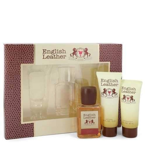 ENGLISH LEATHER by Dana Gift Set -- 3.4 oz Cologne Body Spash + 2 oz After Shave Balm + 2.5 oz Body Wash (Men)